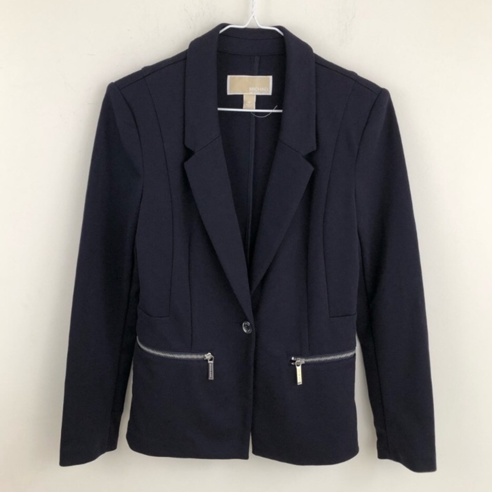 Navy Blazer with accent zippers